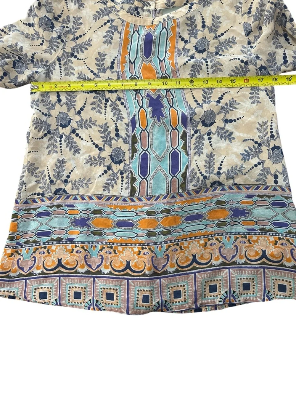 Anthropologie Maeve Sydney Silk Boho Button-up Tunic Multicolor Top size 6 - Picture 6 of 11